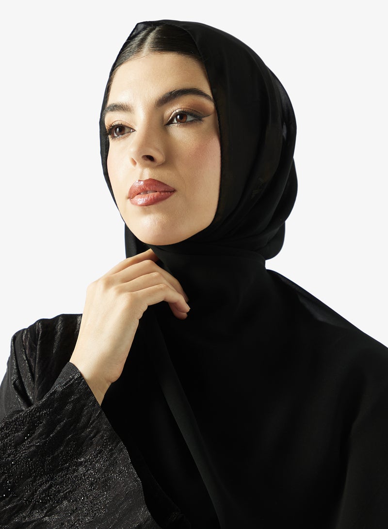 هيا كلوزيت عباية مفتوحة مطرزة بزخارف زهور وياقة على شكل - Image 4